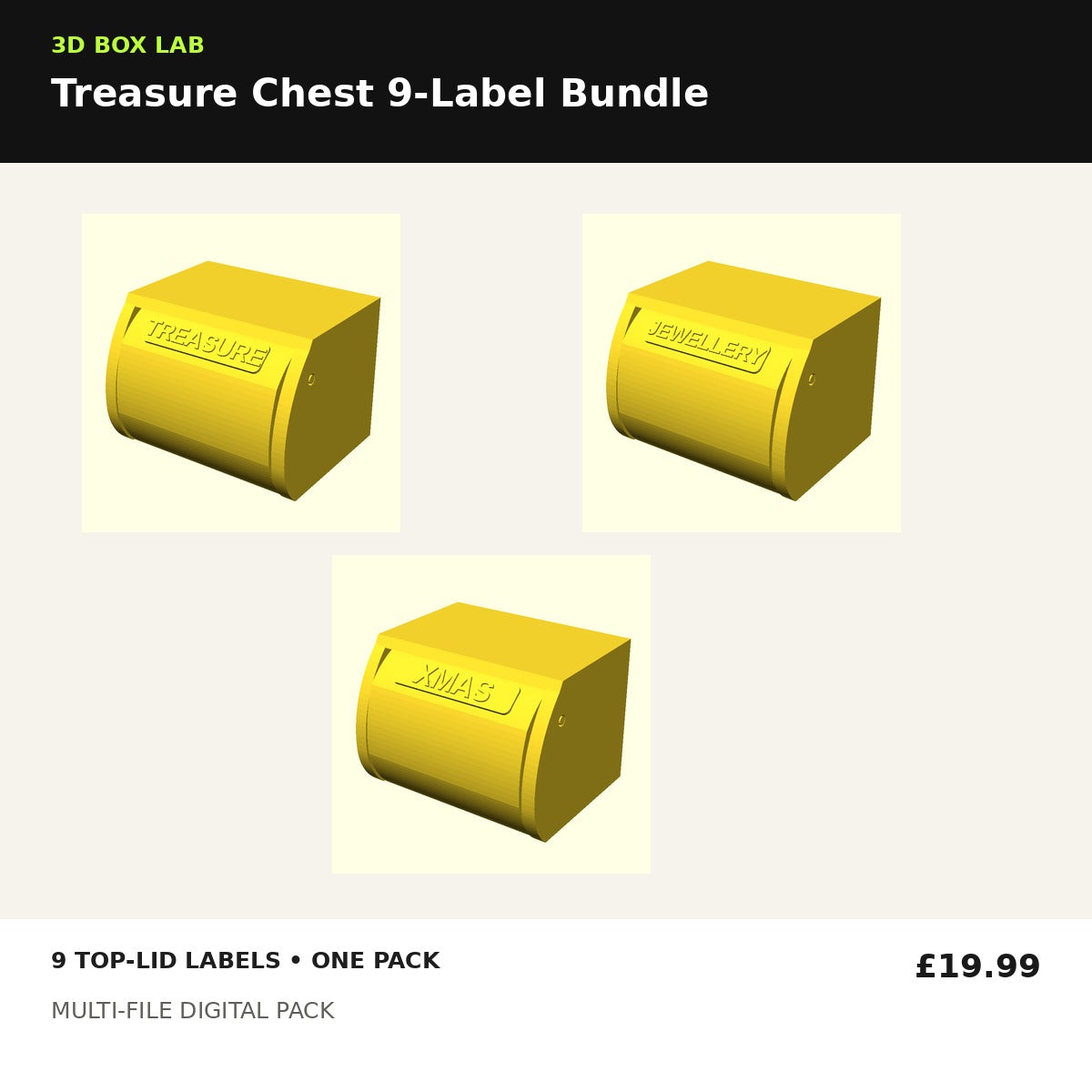 3D BoxLab Treasure Chest nine label digital bundle