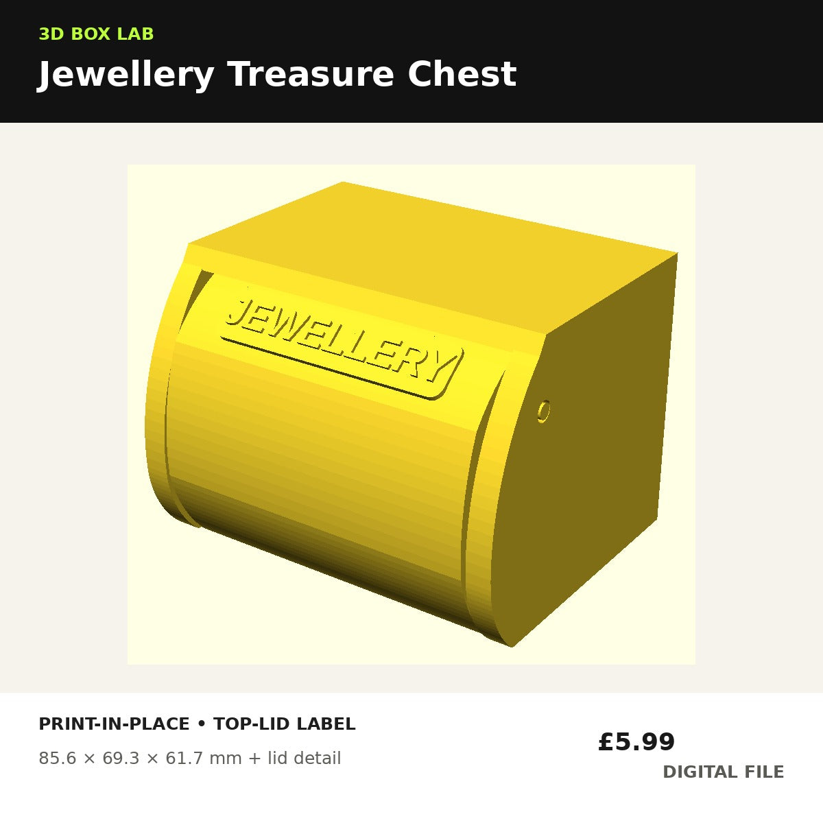 JEWELLERY top-lid print-in-place treasure chest