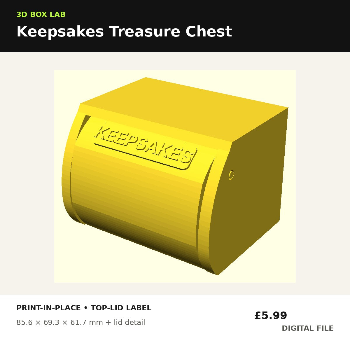 KEEPSAKES top-lid print-in-place treasure chest